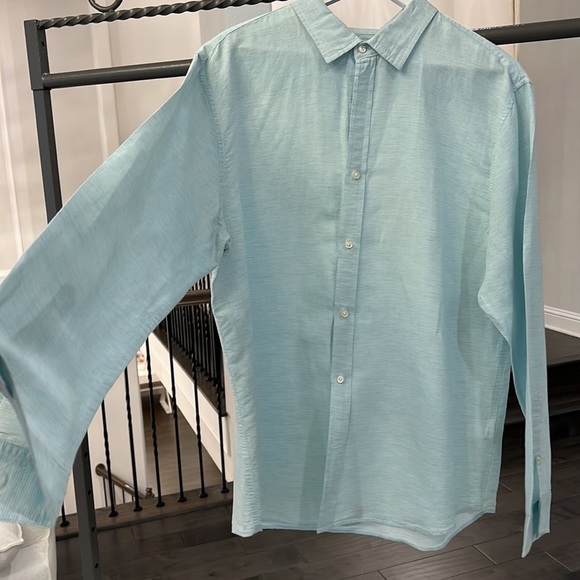 AS NEW BANANA REPUBLIC MEN BUTTON DOWN SHIRT LONG SLEEVES UNTUCKED SLIM … - Picture 4 of 9